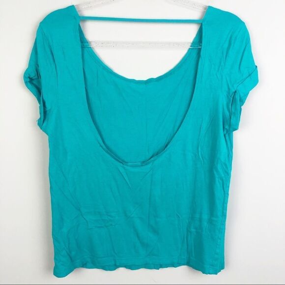 VICTORIA’S SECRET PINK | Teal Short Sleeve Tee Cuffed Low Back with Strap XS/S - Picture 7 of 8